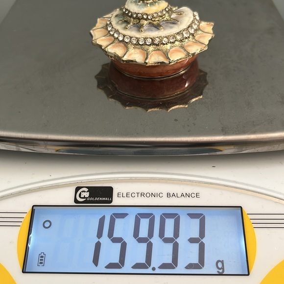 Nautilus shell enamel and rhinestone trinket box 2 x. 2.5 inches beachy colors - Picture 12 of 14